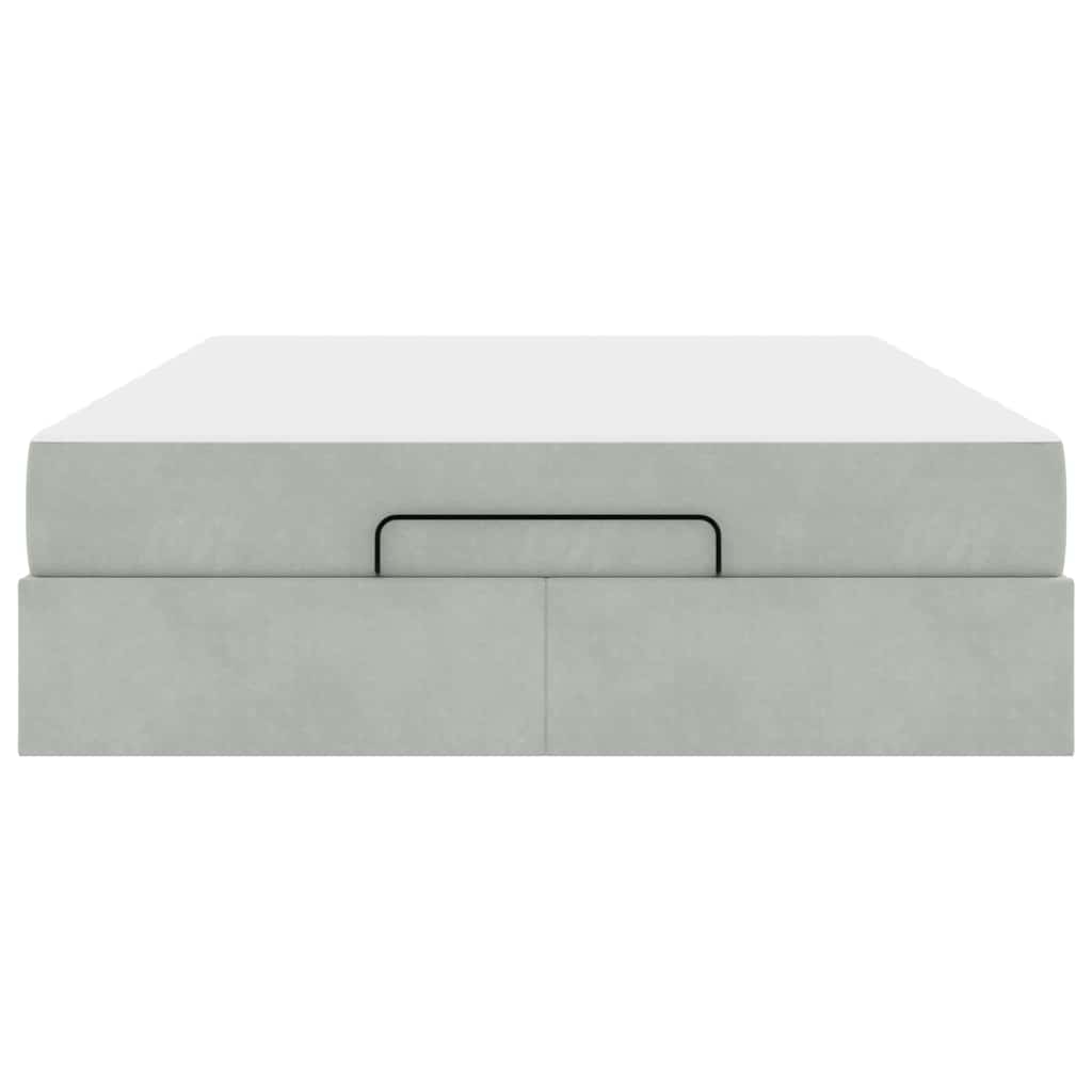 Bettgestell mit Matratze Hellgrau 140 x 200 cm Samt