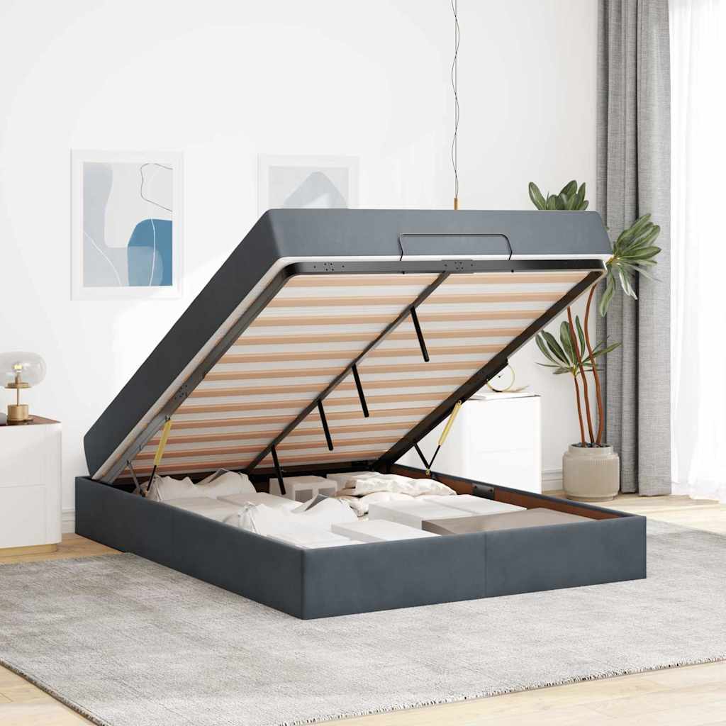 Bettgestell mit Matratze Dunkelgrau 140 x 200 cm Samt