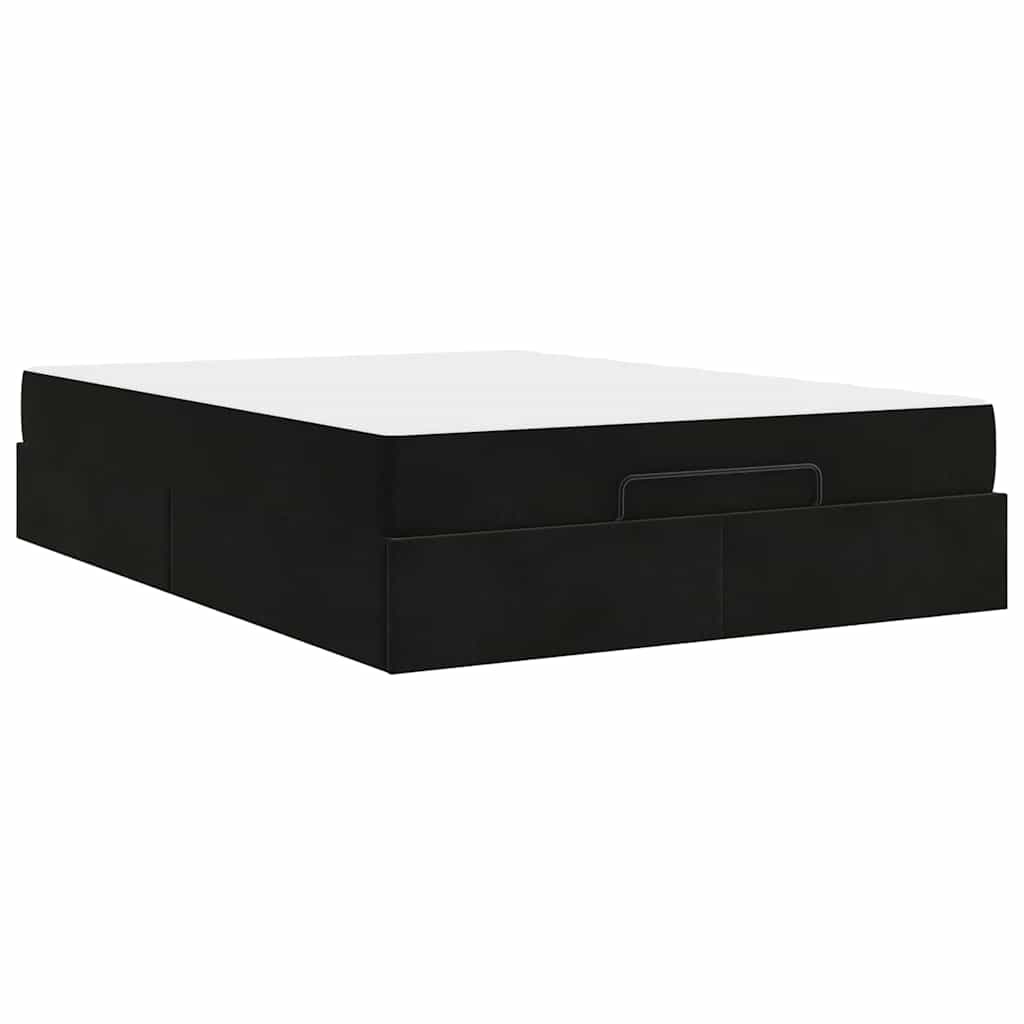 Bettgestell mit Matratze mit Speicher Schwarz 140 x 200 cm Samt