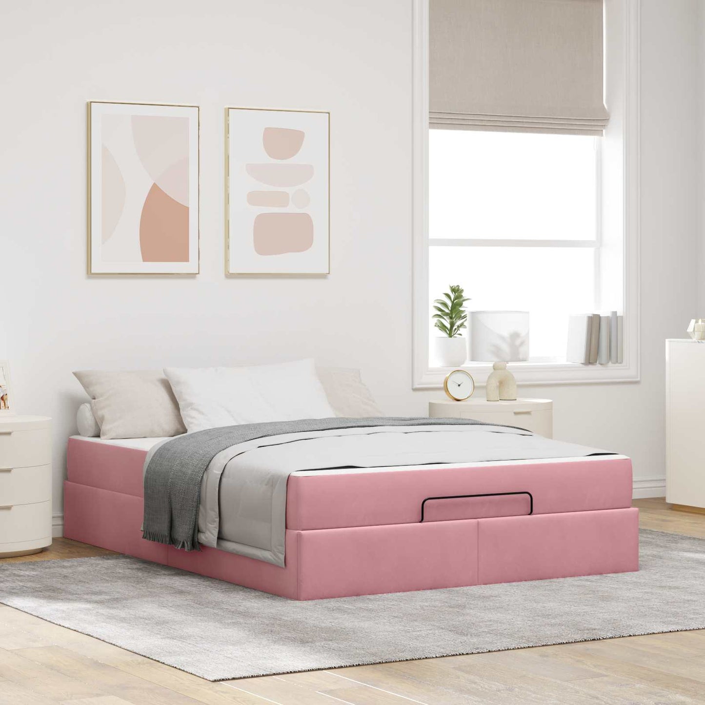 Bettgestell mit Matratze 2 Stk. Rosa Samt
