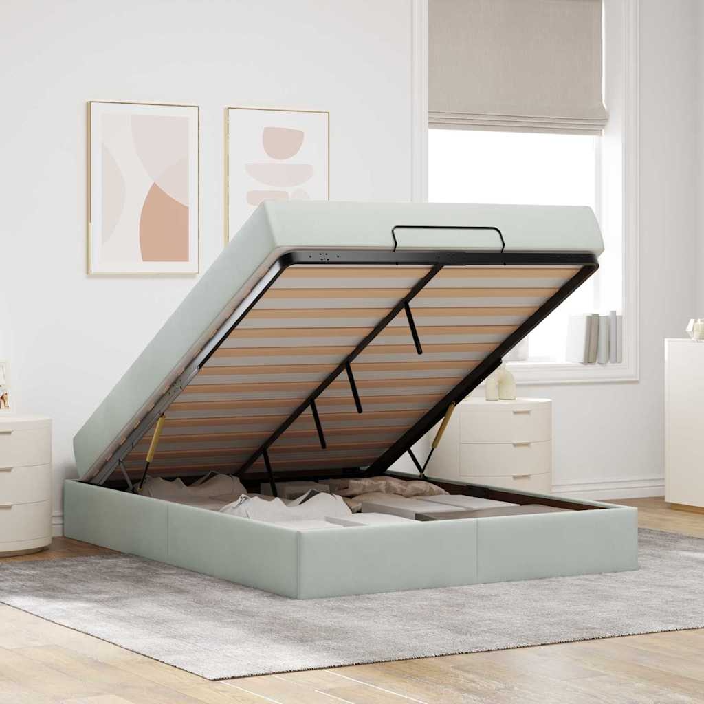 Bettgestell Hellgrau 160 x 200 cm Samt