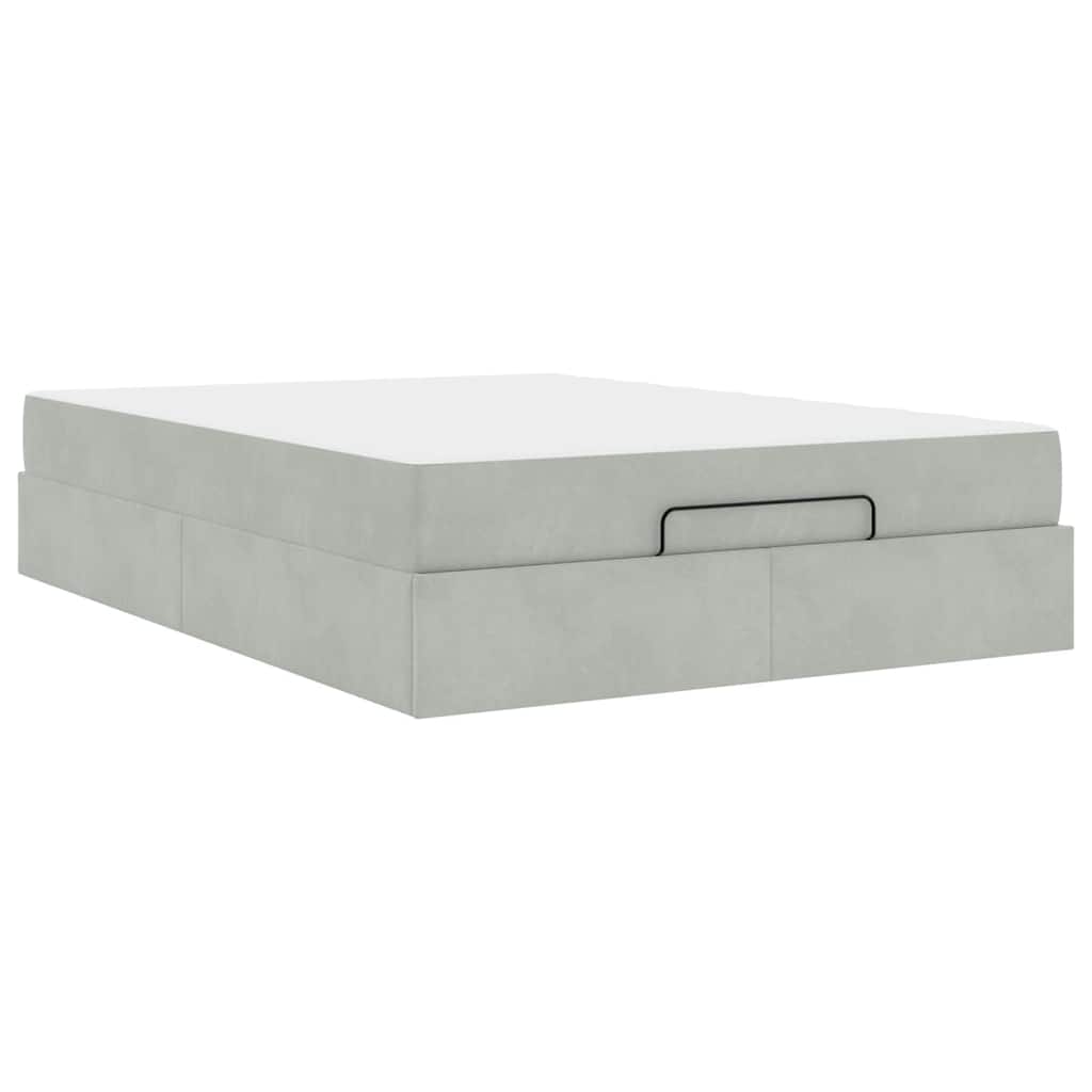 Bettgestell Hellgrau 160 x 200 cm Samt