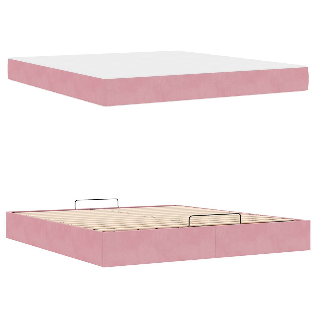 Bettgestell mit Matratze 2 Stk. Rosa Samt
