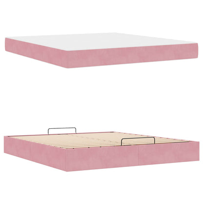 Bettgestell mit Matratze 2 Stk. Rosa Samt