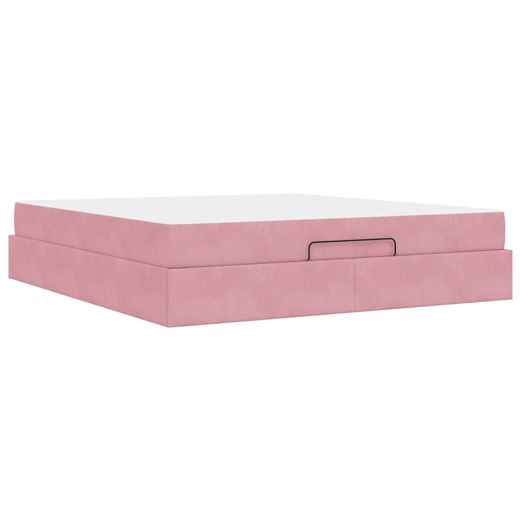 Bettgestell mit Matratze 2 Stk. Rosa Samt