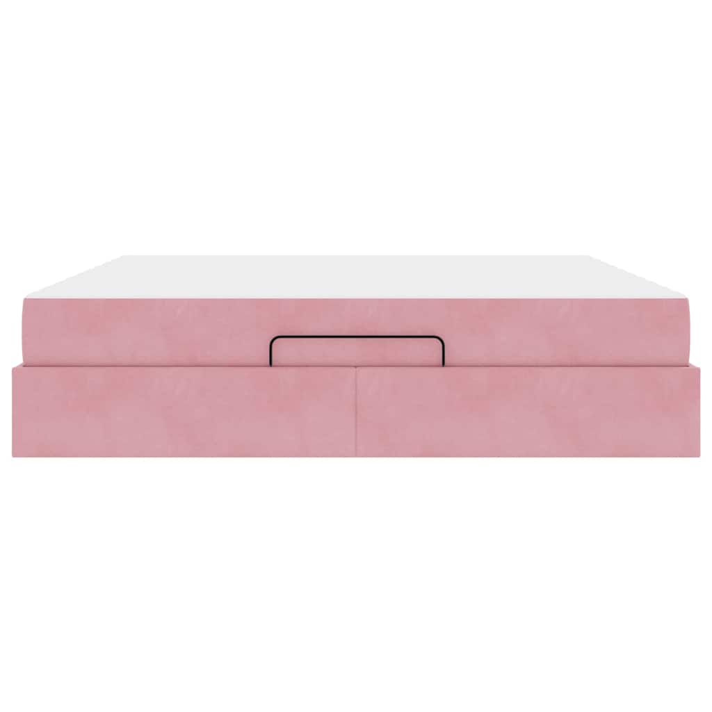 Bettgestell mit Matratze 2 Stk. Rosa Samt