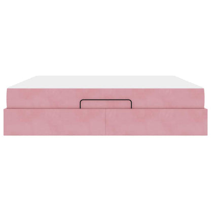 Bettgestell mit Matratze 2 Stk. Rosa Samt