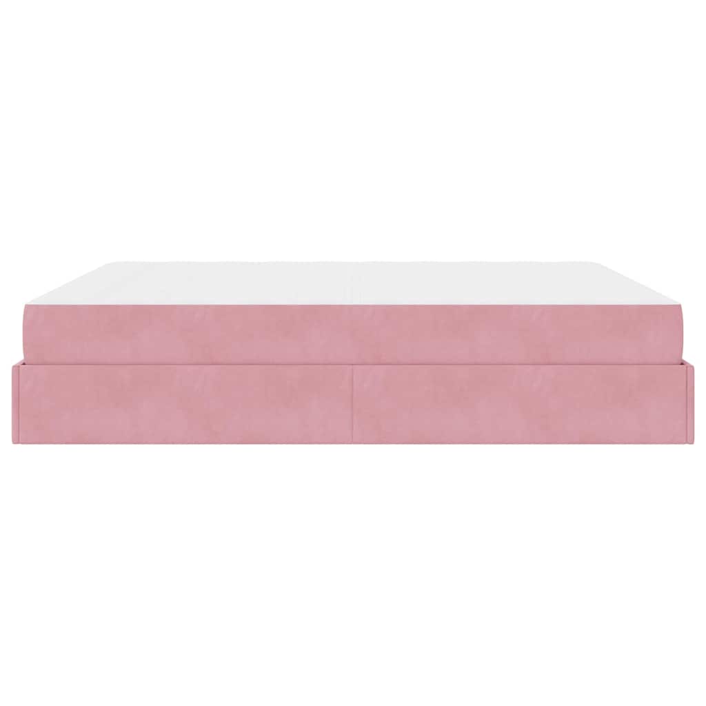 Bettgestell mit Matratze 2 Stk. Rosa Samt