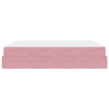 Bettgestell mit Matratze 2 Stk. Rosa Samt