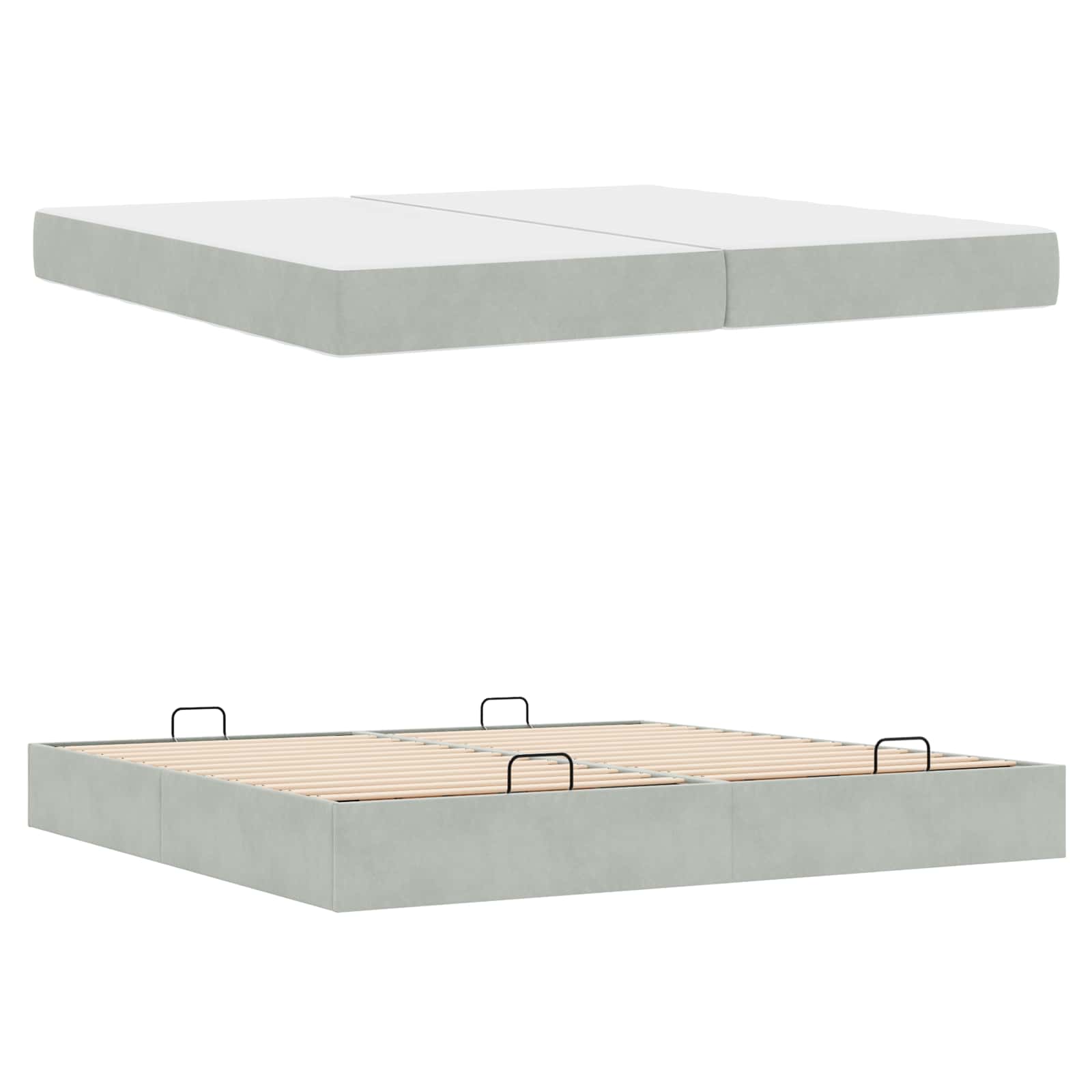 Bettgestell mit Matratze mit Matratze 2 pcs Hellgrau Samt