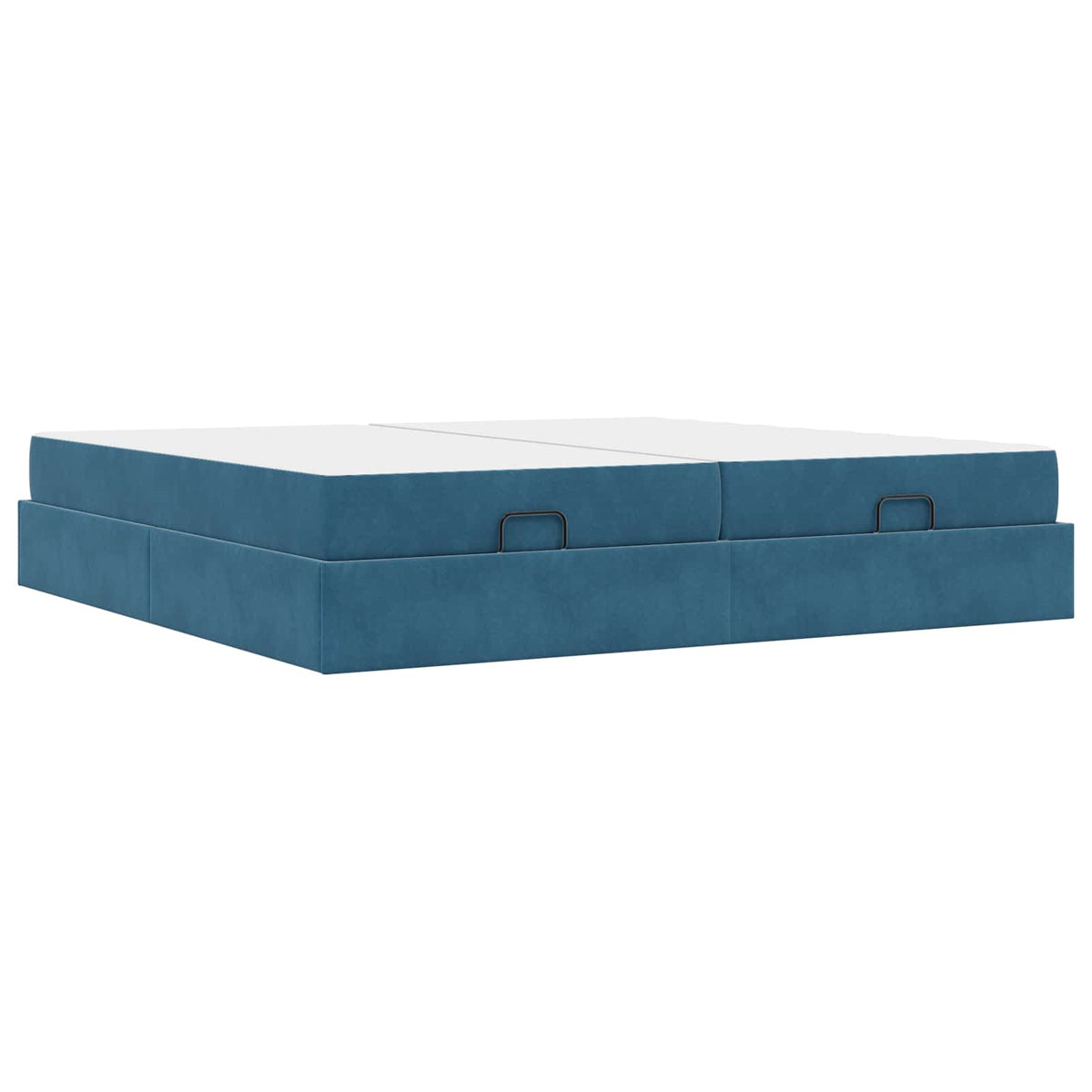 Bettgestell mit Matratze 2 Stk. Blau Samt