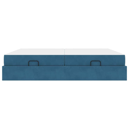 Bettgestell mit Matratze 2 Stk. Blau Samt