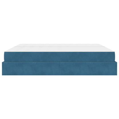 Bettgestell mit Matratze 2 Stk. Blau Samt