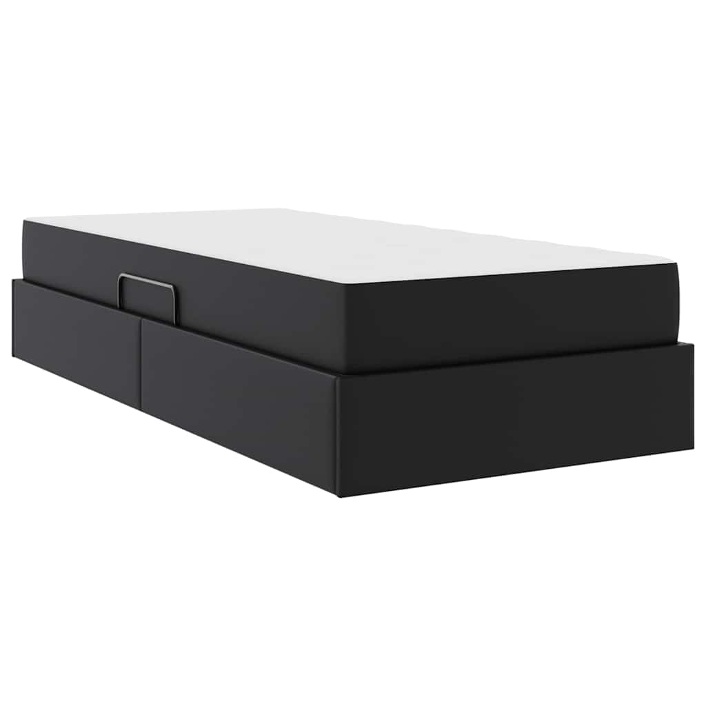 Aufbewahrungsbett mit Matratze 2 stk. Schwarz Leder