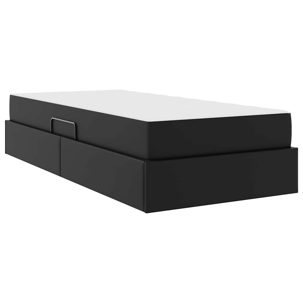 Aufbewahrungsbett mit Matratze 2 stk. Schwarz Leder