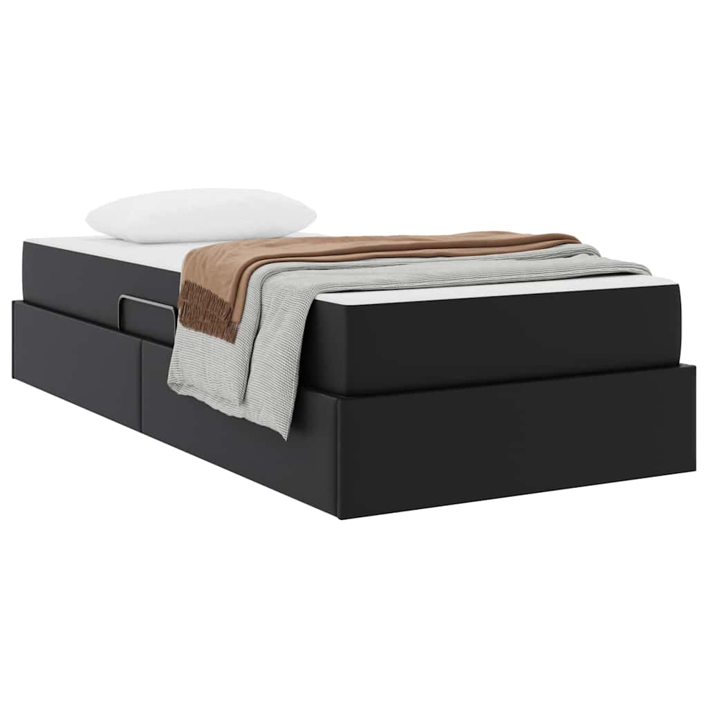 Aufbewahrungsbett mit Matratze 2 stk. Schwarz Leder
