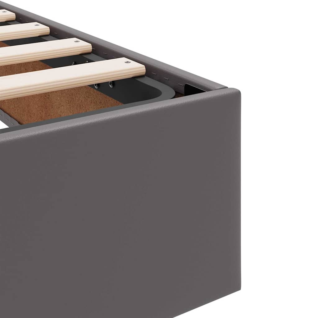 Aufbewahrungsbett mit Matratze mit Speicher 2 stk. Grau Leder