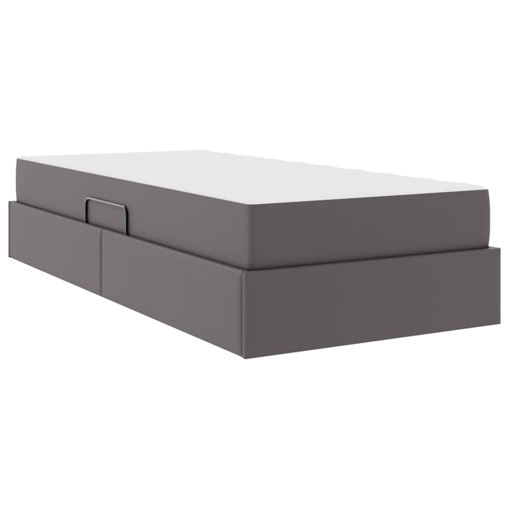 Aufbewahrungsbett mit Matratze mit Speicher 2 stk. Grau Leder