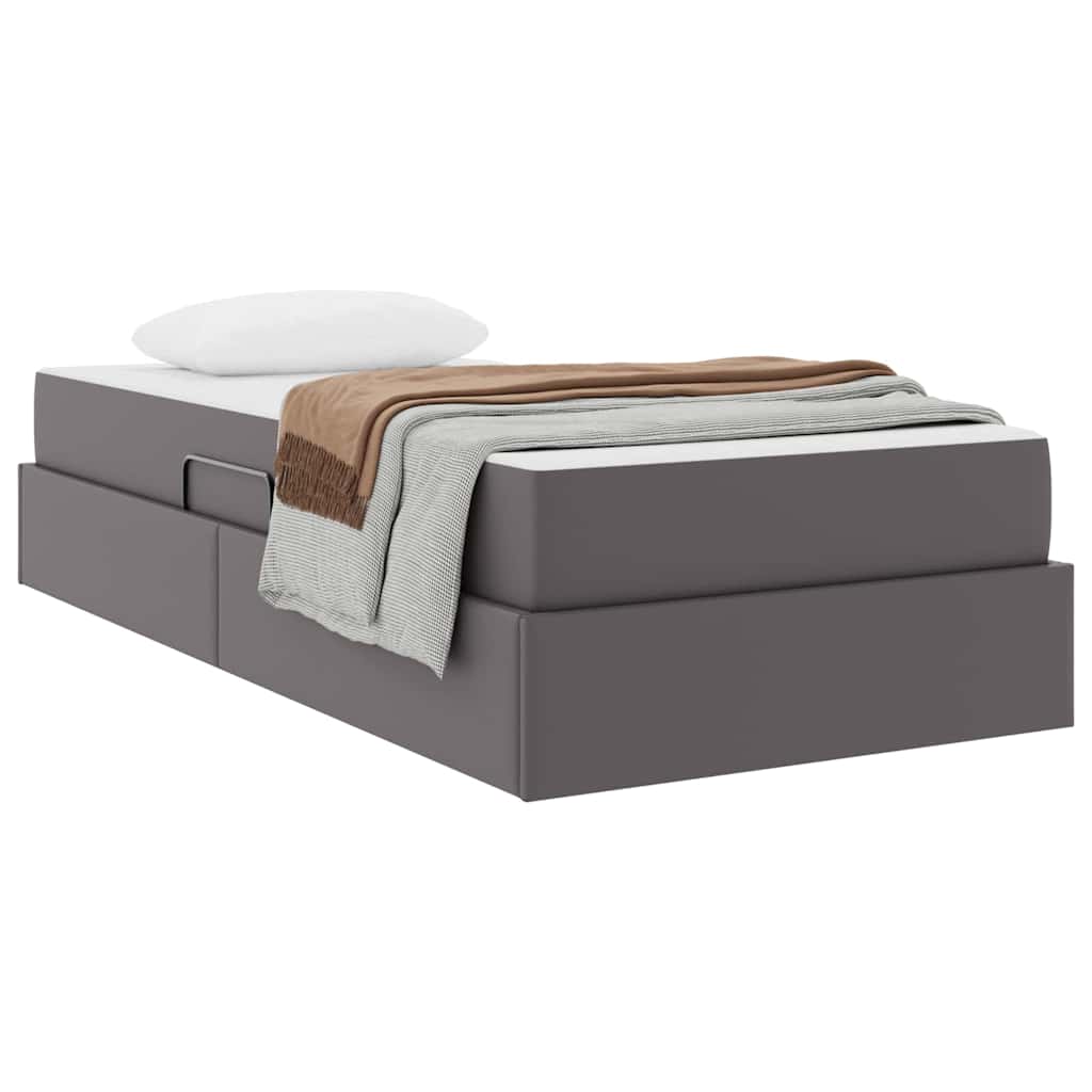 Aufbewahrungsbett mit Matratze mit Speicher 2 stk. Grau Leder