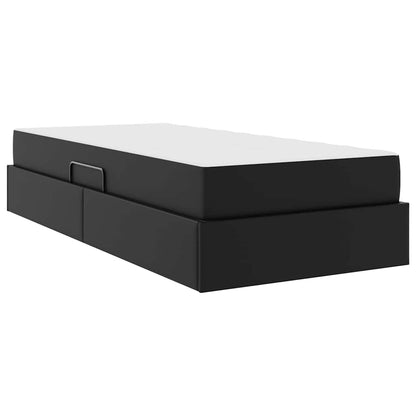 Aufbewahrungsbett mit Matratze 2 stk. Schwarz Leder