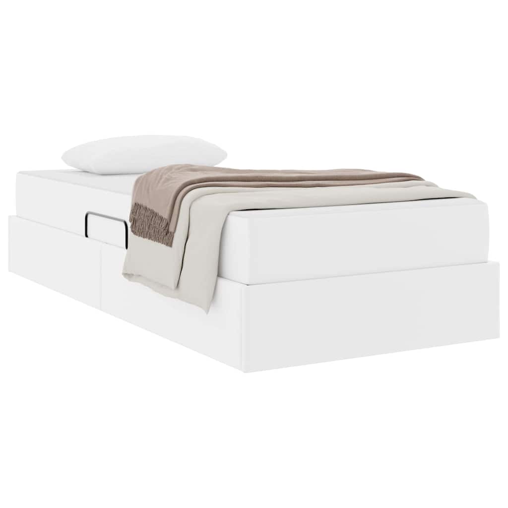 Aufbewahrungsbett mit Matratze mit Matratze 2 pcs Weiß Leder
