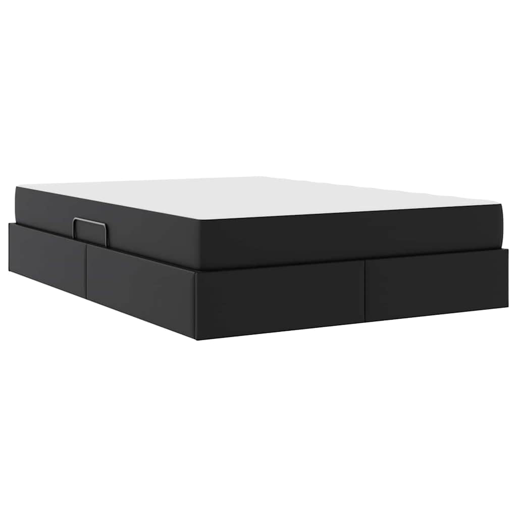 Aufbewahrungsbett mit Matratze 2 stk. Schwarz Leder