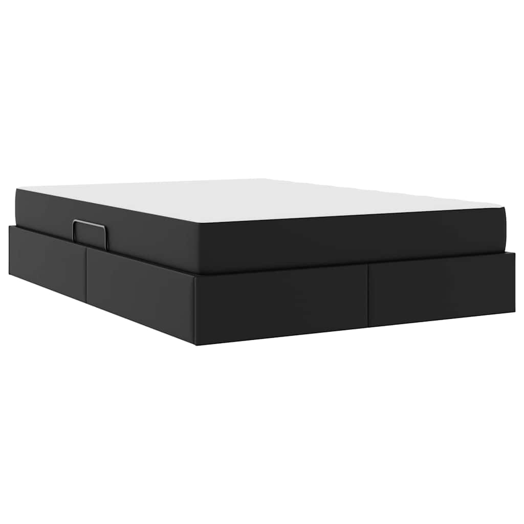 Aufbewahrungsbett mit Matratze 2 stk. Schwarz Leder