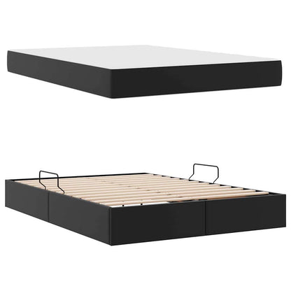 Aufbewahrungsbett mit Matratze 2 stk. Schwarz Leder