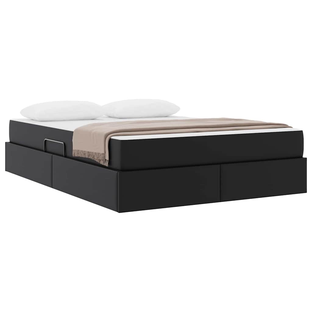 Aufbewahrungsbett mit Matratze 2 stk. Schwarz Leder