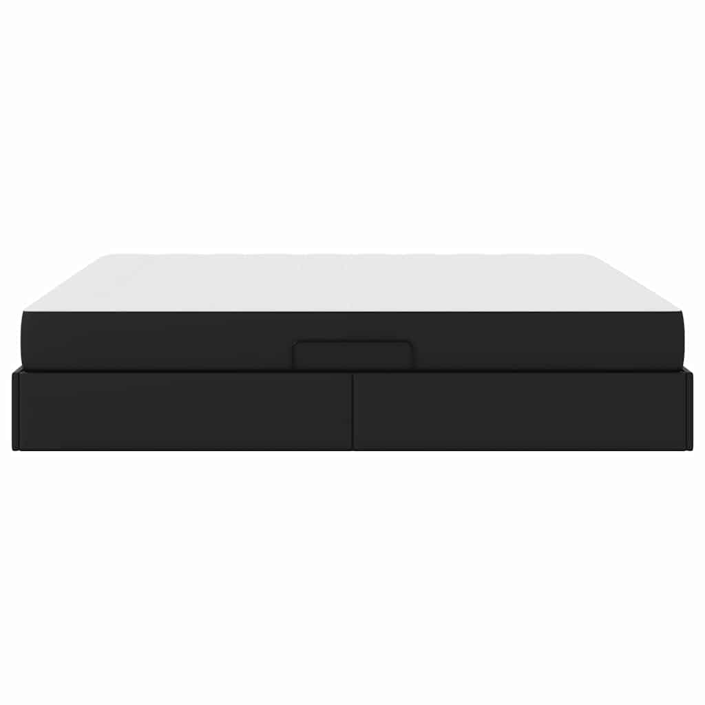 Aufbewahrungsbett mit Matratze mit Matratze 2 pcs Schwarz Leder