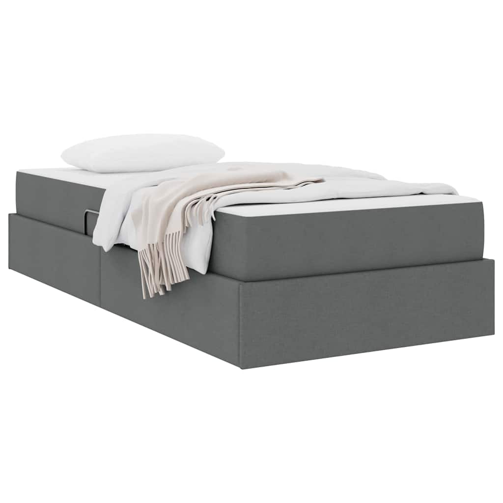 Aufbewahrungsbett mit Matratze Dunkelgrau 90 x 190 cm Polyester