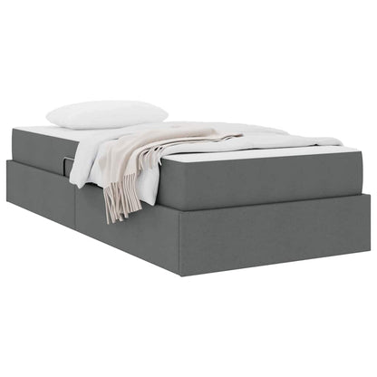 Aufbewahrungsbett mit Matratze Dunkelgrau 90 x 190 cm Polyester