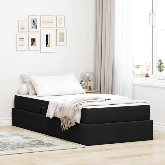 Aufbewahrungsbett mit Matratze Schwarz 90 x 190 cm Polyester