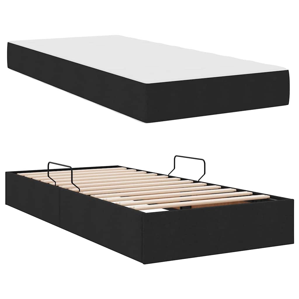 Aufbewahrungsbett mit Matratze Schwarz 90 x 190 cm Polyester
