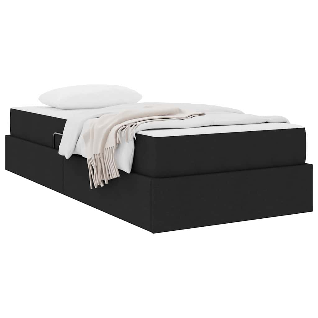 Aufbewahrungsbett mit Matratze Schwarz 90 x 190 cm Polyester