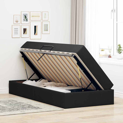 Aufbewahrungsbett mit Matratze Schwarz 90 x 200 cm Polyester
