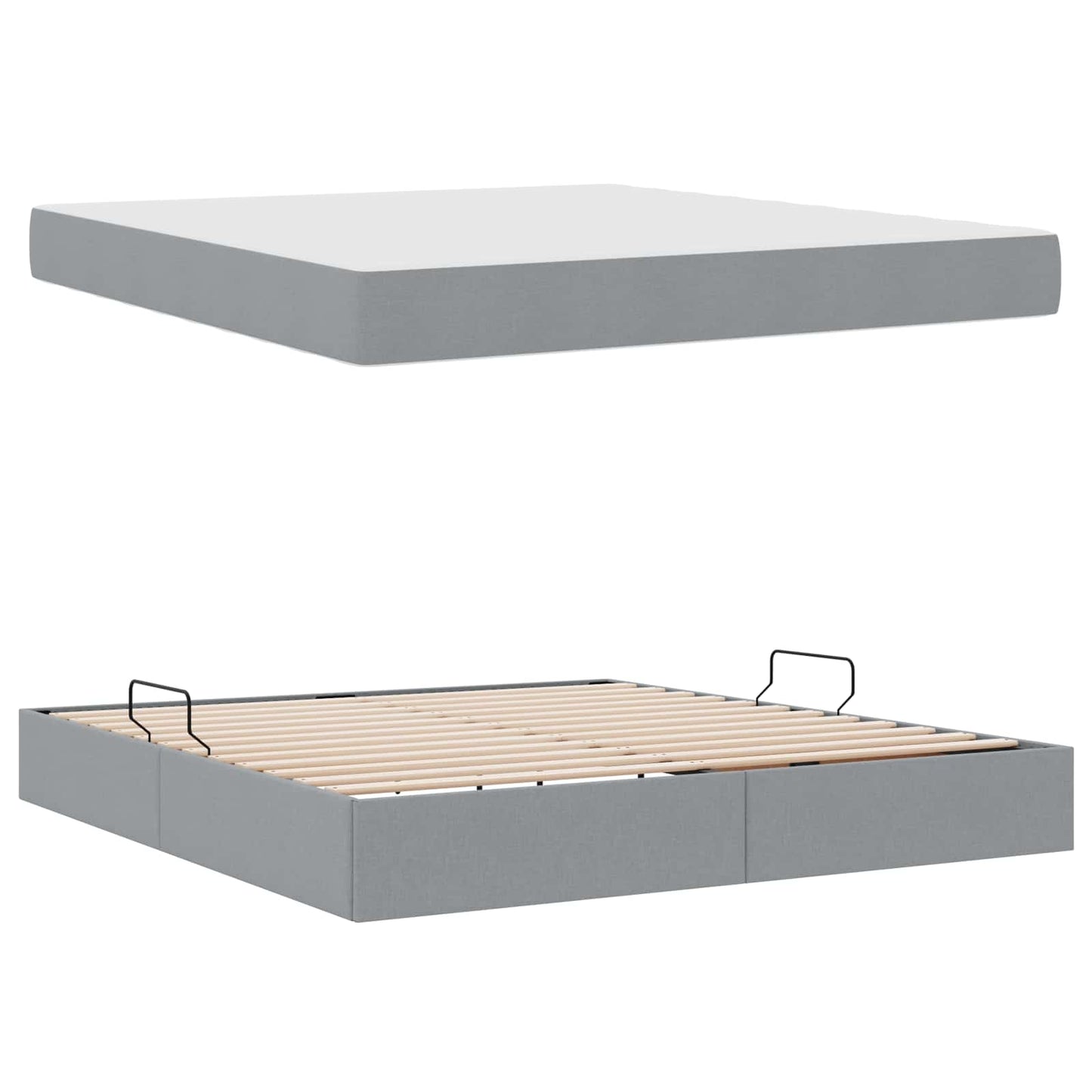 Aufbewahrungsbett mit Matratze Hellgrau 160 x 200 cm Polyester