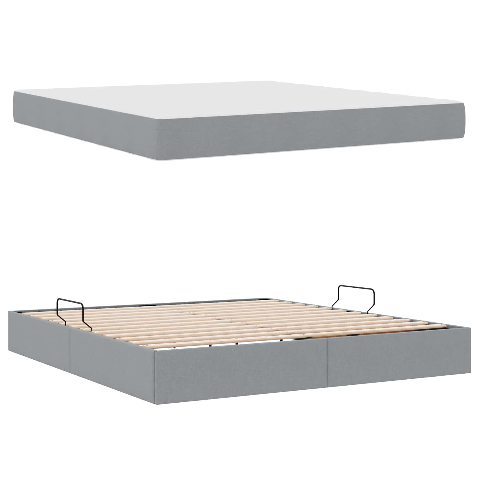 Aufbewahrungsbett mit Matratze Hellgrau 160 x 200 cm Polyester