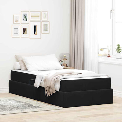 Aufbewahrungsbett mit Matratze Schwarz 90 x 200 cm Samt