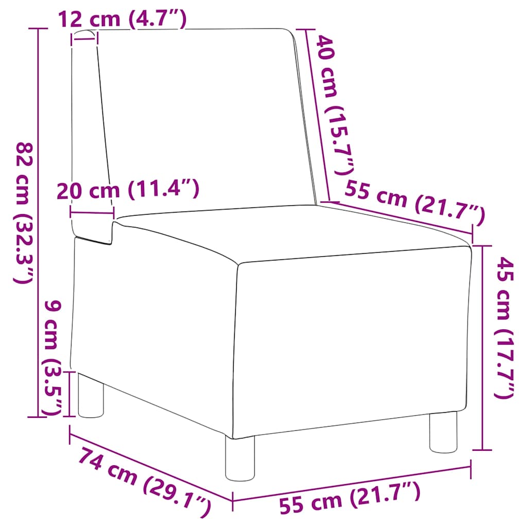 Modulares Armfreies Sofa 3 pcs Hellgelb 55 x 74 x 82 cm