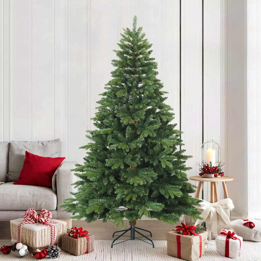 Künstlicher klappbarer Weihnachtsbaum mit Ständer Grün 210 cm