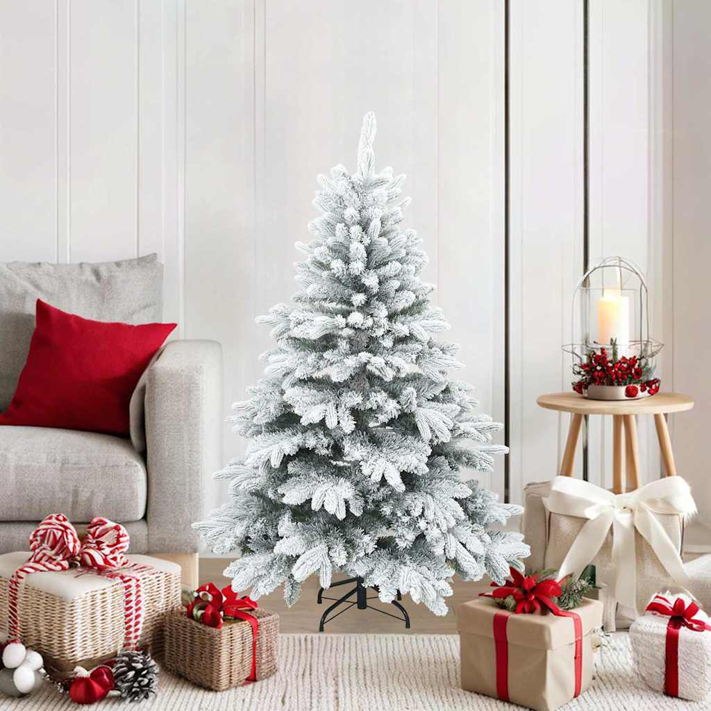 Künstlicher Scharnier-Weihnachtsbaum schneebedeckt Weiß 120 cm