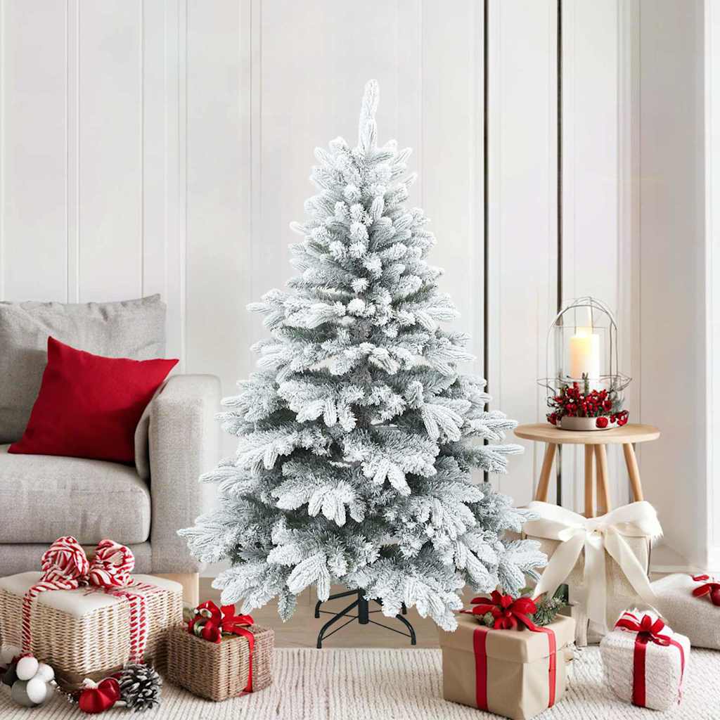 Künstlicher Scharnier-Weihnachtsbaum schneebedeckt Weiß 150 cm