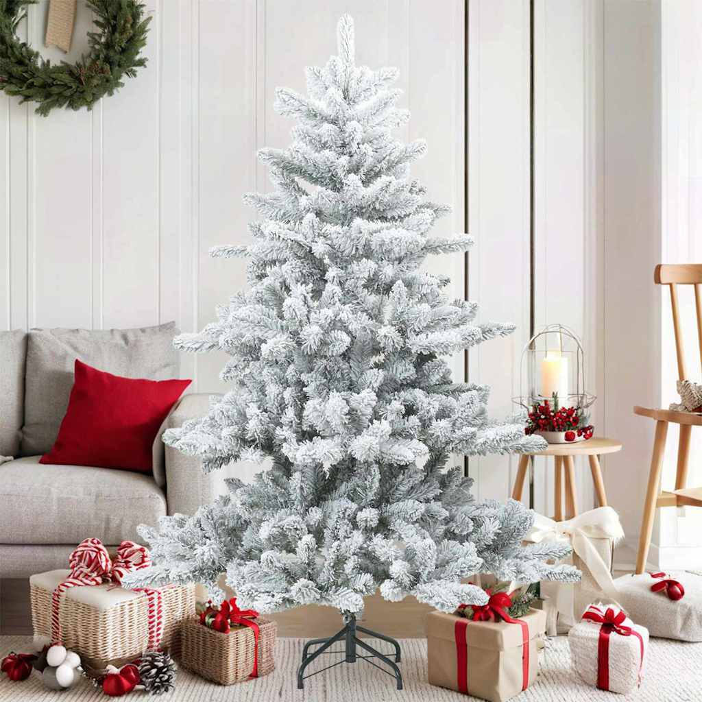 Künstlicher Scharnier-Weihnachtsbaum schneebedeckt Weiß 150 cm