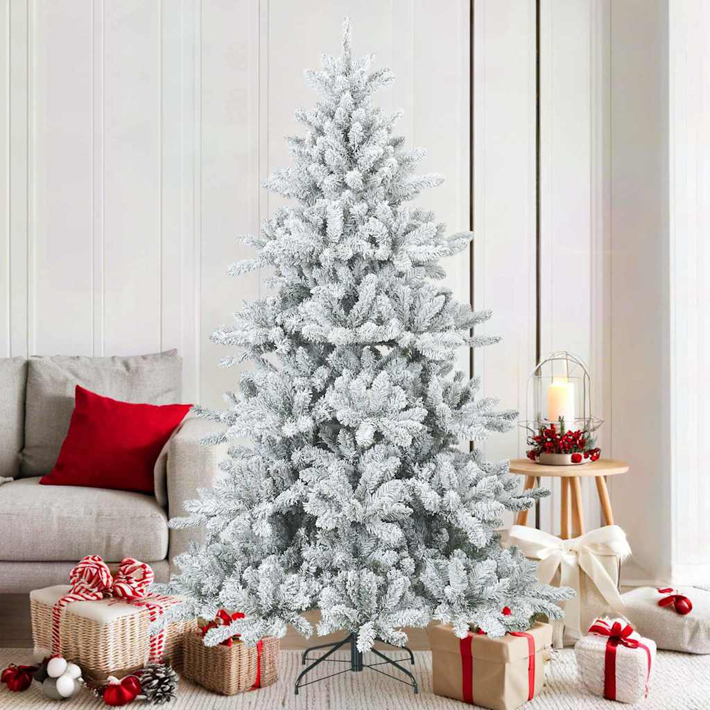 Künstlicher Scharnier-Weihnachtsbaum schneebedeckt Weiß 180 cm