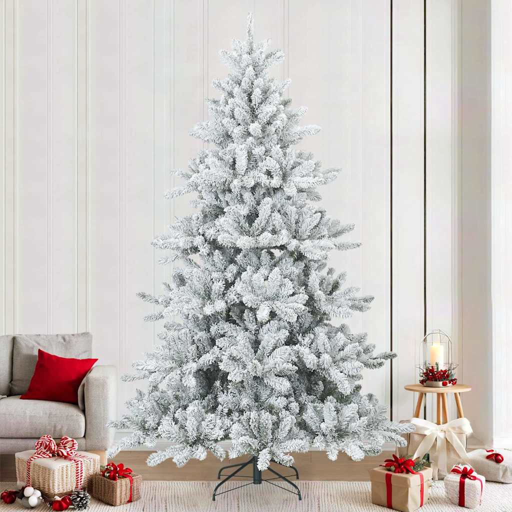 Künstlicher Scharnier-Weihnachtsbaum schneebedeckt Weiß 240 cm