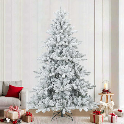 Künstlicher Scharnier-Weihnachtsbaum schneebedeckt Weiß 240 cm