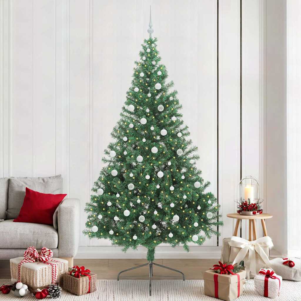 Künstlicher vorbeleuchteter Weihnachtsbaum Grün 240 cm PVC
