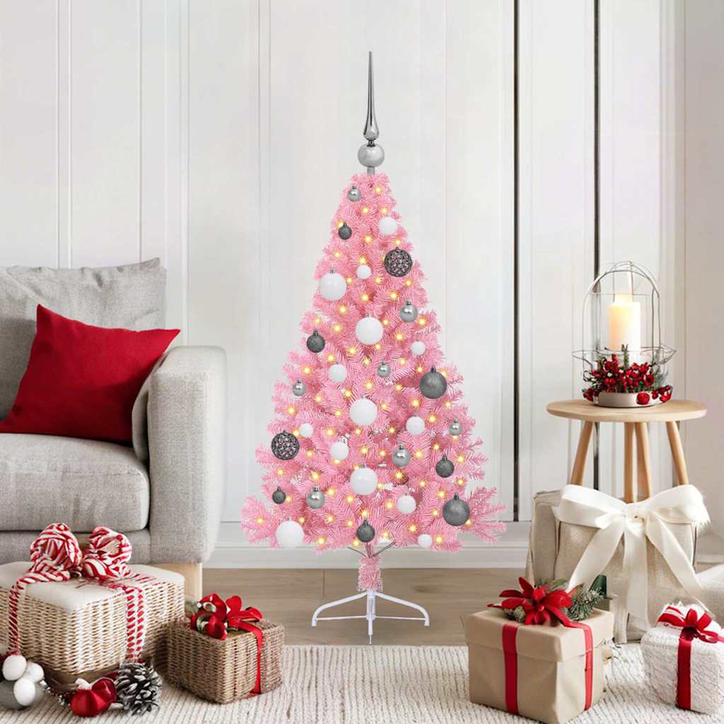 Künstlicher vorbeleuchteter Weihnachtsbaum Rosa 120 cm PVC