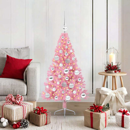 Künstlicher vorbeleuchteter Weihnachtsbaum Rosa 120 cm PVC